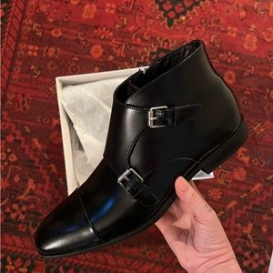Calvin Klein Men's Ludo Double Monk Strap Boots Leather